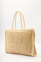 Patterned Wicker Large Bag Beige - 6