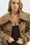 Buttoned Fur Coat Brown - 5