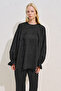 Embroidered Volume-Enhanced Limited Edition Black Blouse - 3