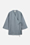Linen Cruvaze Closure Kimono Blue - 2