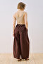 Elastic Waist Barrel Pants Brown - 7