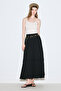 Muslin Fold Wide Skirt Black - 2