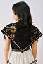 Lace Striped Shawl Black - 4