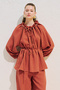 Cuffed Collar Muslin Blouse Orange - 2