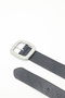 Silver Buckle Leather Belt Black - 5