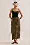 Linen Mixed Crush Skirt Khaki - 3