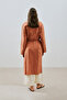 Textured Buttoned Long Tunic Cinnamon - 7