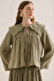 Muslin Embroidered Wide-Collar Bluz Adaçayi