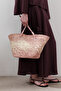 Leather Strap Straw Bag Pink - 2