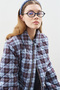 Balloon Sleeve Detailled Quilted Coat with Plaid Pattern - 5