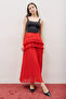 Mi̇la Pi̇stiled Fold Skirt Red