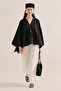Embroidered Premium Cape Blouse Black
