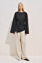 Linen Asymmetric Long Sleeve Blouse Black - 3