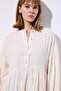 Muslin Buttoned Casual Dress Beige - 4