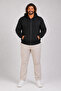 Large Size Basic Seasonal Zippered Hooded Sweat 22751 Black