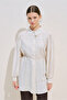 Linen Mixed Balloon Sleeve Long Tunic Natural