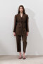 Tencel Belted Double-Breasted Blazer Jacket Dark Brown - 4