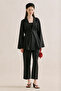 Linen Pleated Kimono Jacket Black - 3