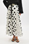 Partially Patterned Skirt Ecru Polka Dot - 5