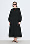 Drawstring Long Sleeve Dress Black - 4