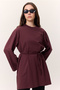 Oversize Tshirt with Binding Details Burgundy