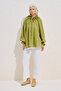 Muslin Blouse with Ruched Collar Green - 6