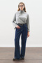 High Neck Tie-Up Blouse Gray Melange - 4