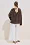 Comfortable Blouse with Drawstrings Dark Brown - 6