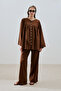 Textured Embroidered Shirt Brown