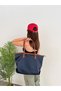 Women's Navy Blue Large Shoulder Bag with Zipper, Faux Leather Tote Bag – Large Capacity, Suitable for Daily, Work, and Office Use, Laptop and Tablet Bag