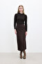 Artificial leather skirt bitter brown - 5