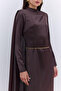Peplum Evening Dress Brown - 3
