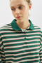 Polo Collar Striped Sweatshirt Green - 6