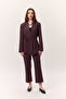 Belted Buttoned Blazer Jacket Burgundy - 7
