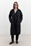 BUTTONED DOUBLE-BREASTED TRENCH COAT BLACK - 3