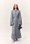 Crush Pleated Fold Long Dress Blue - 8
