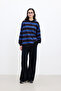 Polo Collar Oversize Sweatshirt Blue - 5