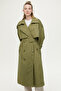 BUTTONED DOUBLE-BREASTED TRENCH COAT KHAKI