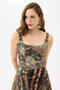 Brown Square Neck Jacquard Evening Dress - 2