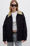 Contrast Collar Gabardine Jacket Black - 4