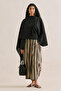 Asymmetric linen cape blouse black - 3