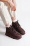 Women's Boots Brown Suede – Wool Inside, Thick Sole, Lace-Up, Warm, Heribo