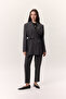 Tencel Belted Double-Breasted Blazer Jacket Anthracite - 3