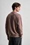 Men's Brown Crew Neck 3-Thread Fleece Sweatshirt - 3