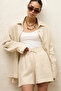 Beige Linen Oversize Buttoned Shirt - 3