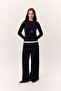Long Sleeved Garnished Bodysuit Black - 4