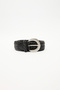 Braided Leather Buckle Belt Black - 6
