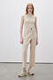 Flat Cut Fabric Trousers Dark Beige - 5