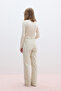 Cornered Velvet Stright Fit Pants Vanilla - 6