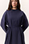 Oversize Long Casual Dress Navy Blue - 5